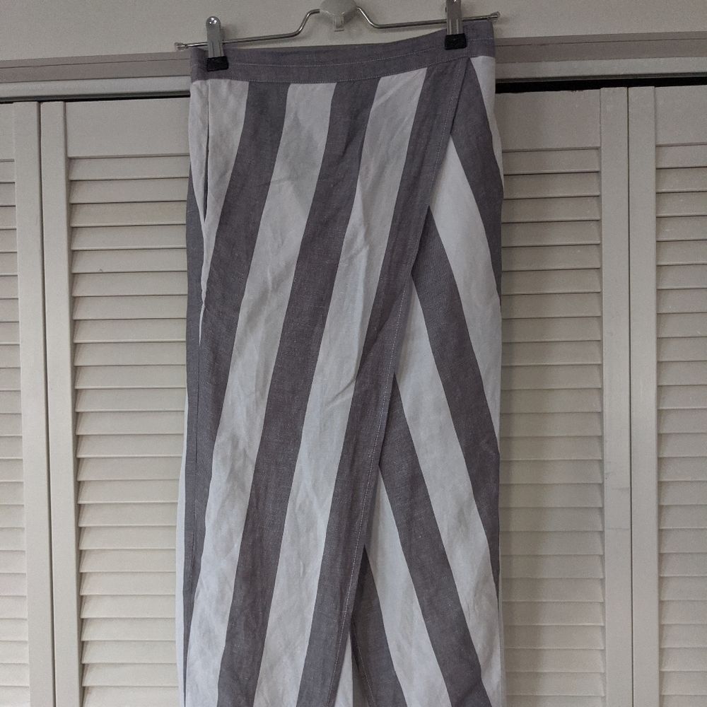 Madewell Striped Overlay Skirt, Midi Grey & White - Picture 2 of 8